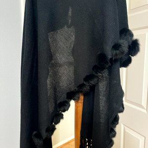Black shawl with fringe